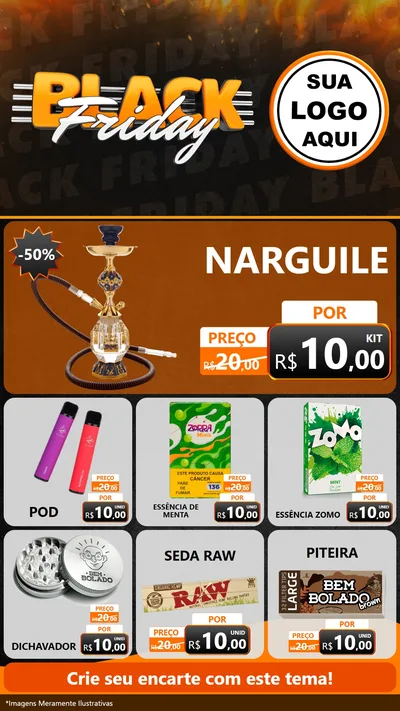 Modelo de Rede Social para Stories com o tema Black Friday para Tabacaria