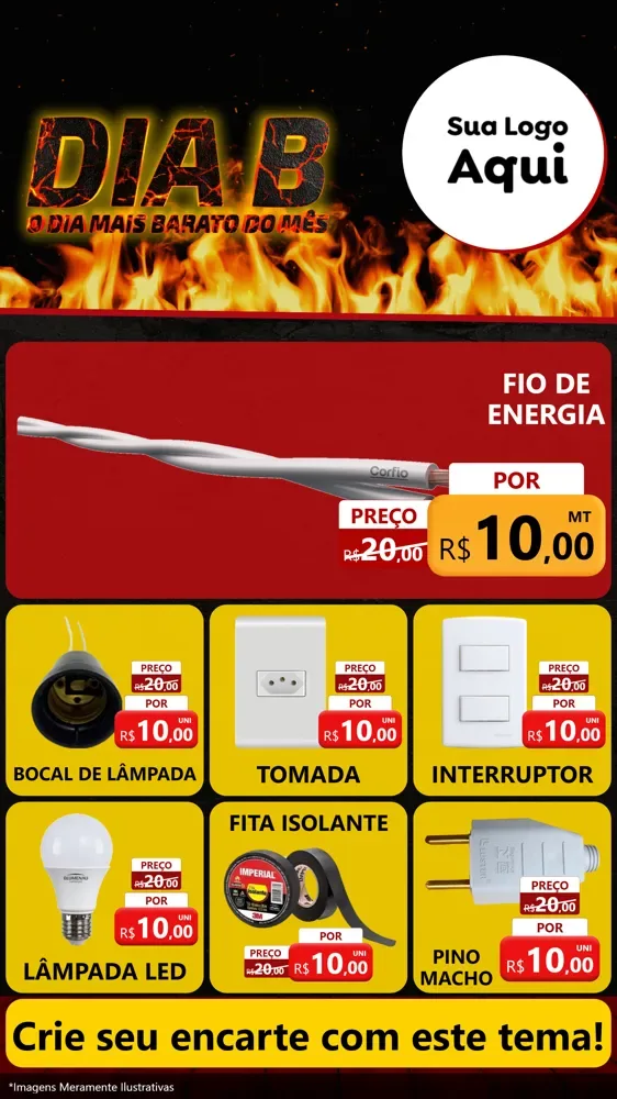 Modelo de Rede Social para Stories com o tema Dia B para Materiais Elétricos