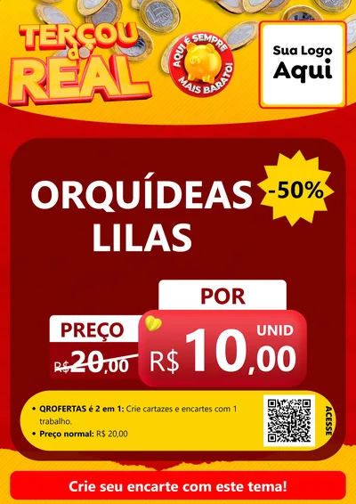 Modelo de Cartaz para Cartaz A4 Vertical com o tema Terçou do Real para Floricultura e jardim