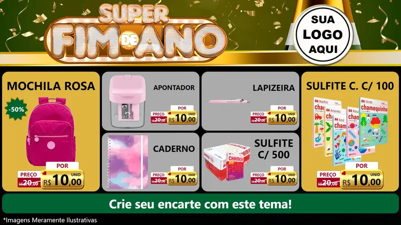 Modelo de TV para TV Horizontal com o tema Super Fim de Ano para Papelaria