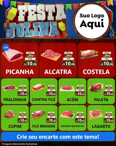 Modelo de Rede Social para Feed Instagram com o tema Festa Julina para Açougue