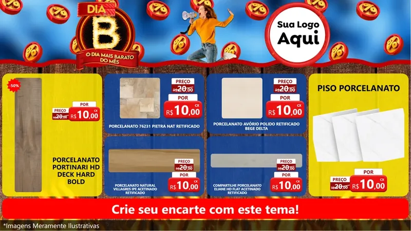 Modelo de TV para TV Horizontal com o tema Dia B - O Dia Mais Barato Do Mês para Pisos e revestimentos