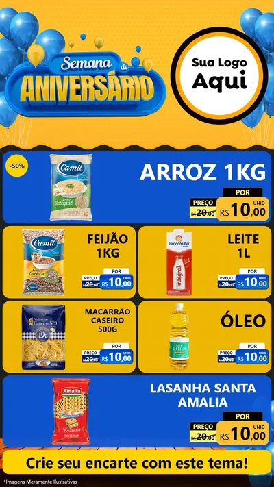 Modelo de TV para TV Vertical com o tema Semana de Aniversário para Supermercado