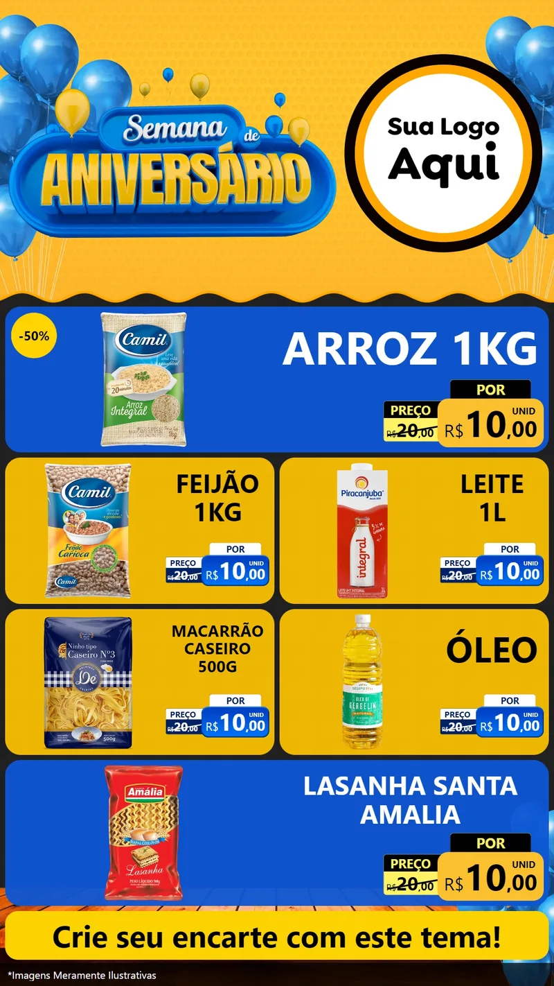 Modelo de TV para TV Vertical com o tema Semana de Aniversário para Supermercado