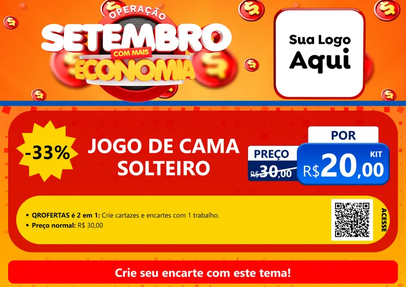Modelo de Cartaz para Cartaz A4 Horizontal com o tema Operação Setembro Com Muita Economia para Cama, Mesa e Banho