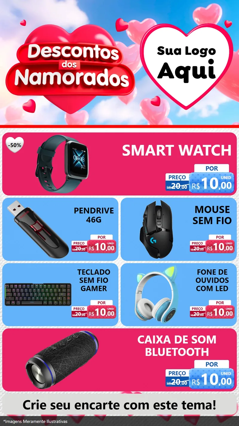 Modelo de TV para TV Vertical com o tema Descontos dos Namorados para Informática