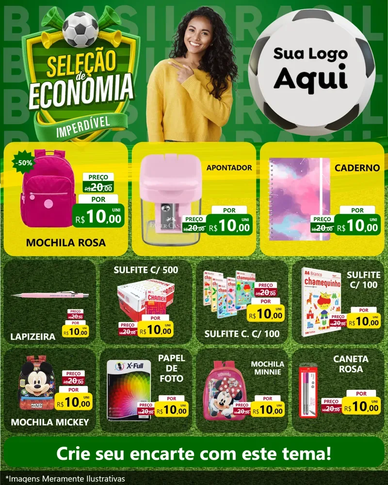 Modelo de Rede Social para Feed Instagram com o tema Seleção de Economia - Copa para Papelaria