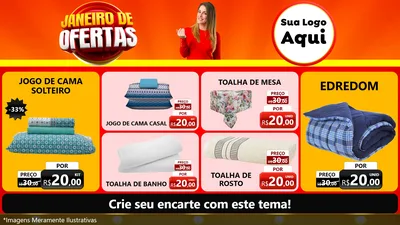 Modelo de TV para TV Horizontal com o tema Janeiro de Ofertas para Cama, Mesa e Banho