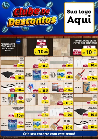 Modelo de Encarte para Encarte A4 Vertical com o tema Clube de Descontos para Pisos e revestimentos