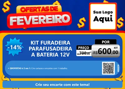 Modelo de Cartaz para Cartaz A4 Horizontal com o tema Ofertas de Fevereiro para Maquinas e Ferramentas