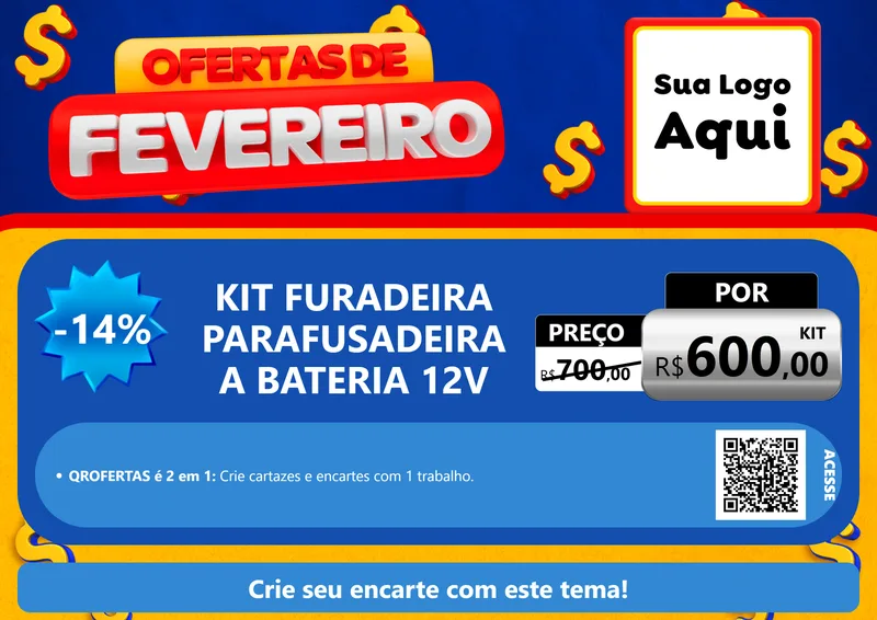 Modelo de Cartaz para Cartaz A4 Horizontal com o tema Ofertas de Fevereiro para Maquinas e Ferramentas