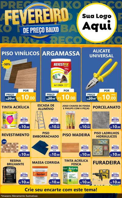 Modelo de Encarte para Encarte Grande com o tema Fevereiro de Preço Baixo para Material para Construção