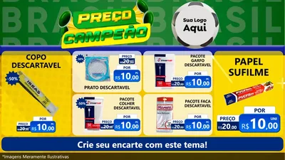 Modelo de TV para TV Horizontal com o tema Preço Campeão - Copa para Embalagens