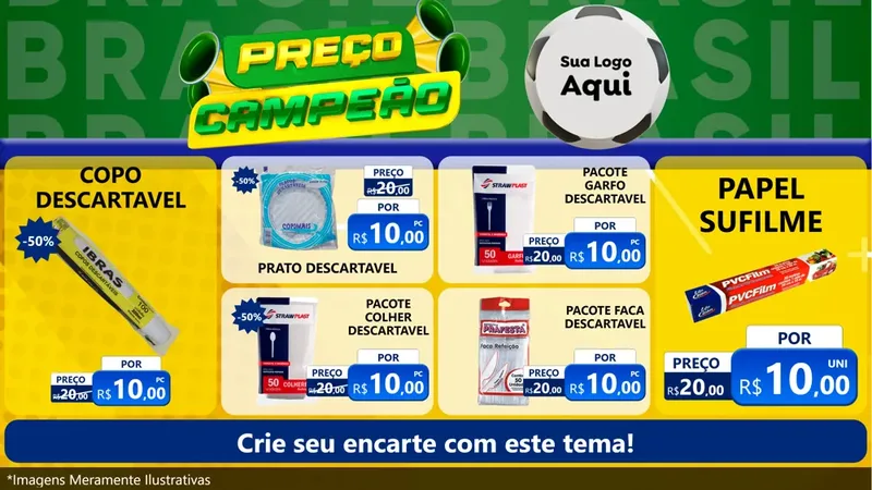 Modelo de TV para TV Horizontal com o tema Preço Campeão - Copa para Embalagens