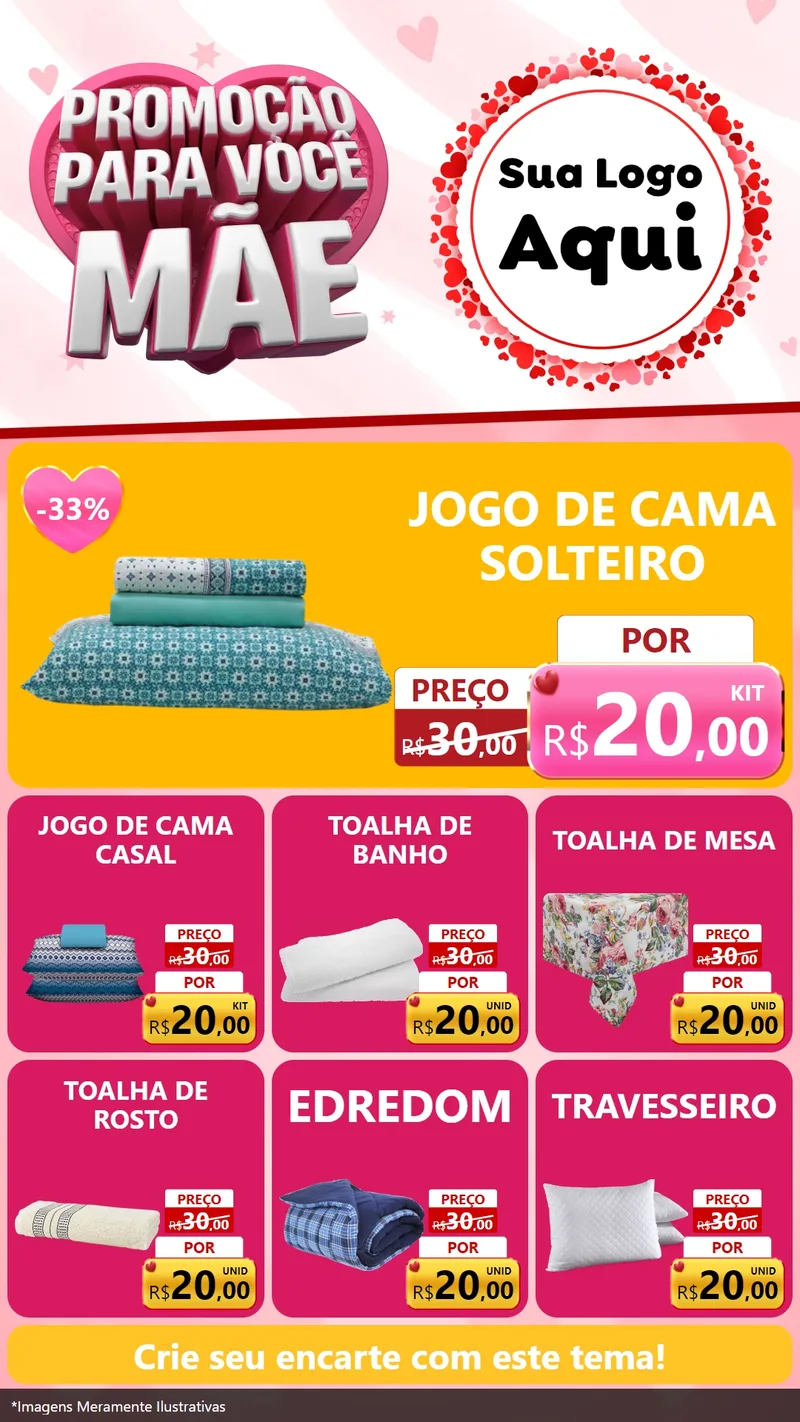 Modelo de Rede Social para Stories com o tema Promoção Para Você Mãe para Cama, Mesa e Banho