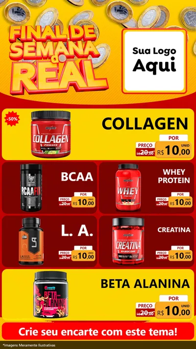 Modelo de TV para TV Vertical com o tema Final de Semana do Real para Suplementos alimentares