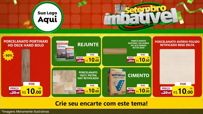 Modelo de TV para TV Horizontal com o tema Setembro Imbatível para Pisos e revestimentos