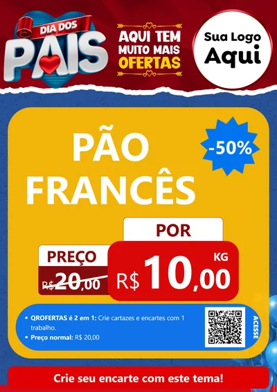 Modelo de Cartaz para Cartaz A4 Vertical com o tema Dia dos Pais para Padaria