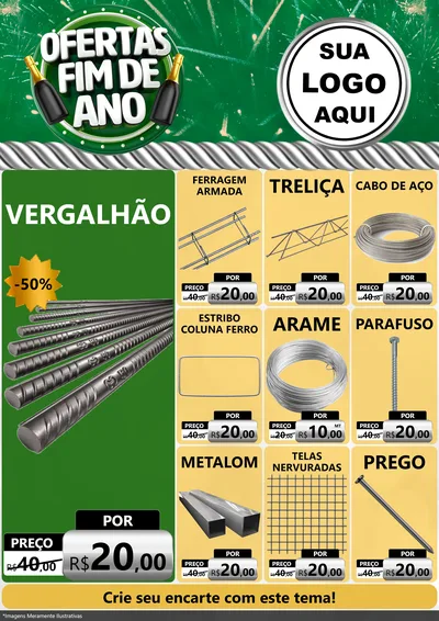 Modelo de Encarte para Encarte A4 Vertical com o tema Ofertas Fim de Ano para Ferragens