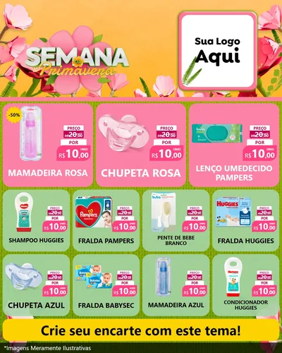 Modelo de Rede Social para Feed Instagram com o tema Semana da Primavera para Bebês