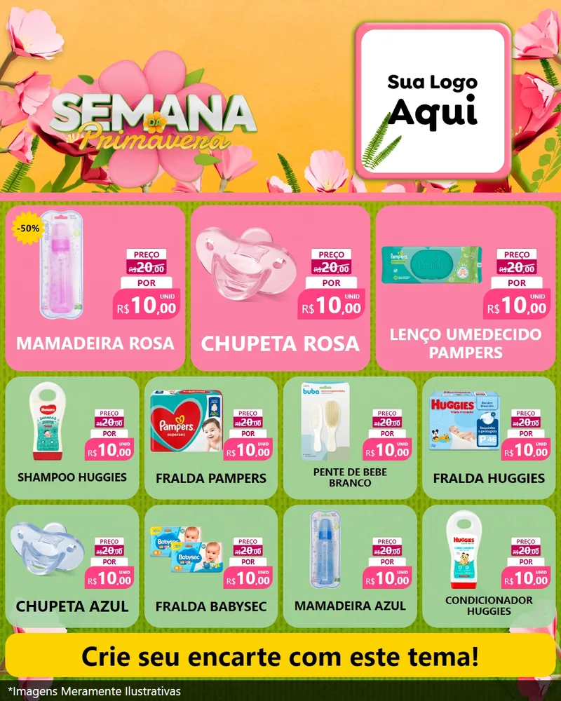 Modelo de Rede Social para Feed Instagram com o tema Semana da Primavera para Bebês