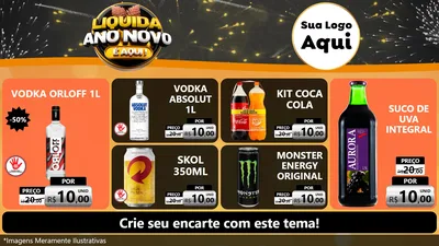 Modelo de TV para TV Horizontal com o tema Liquida Ano Novo É Aqui! para Distribuidora de bebidas