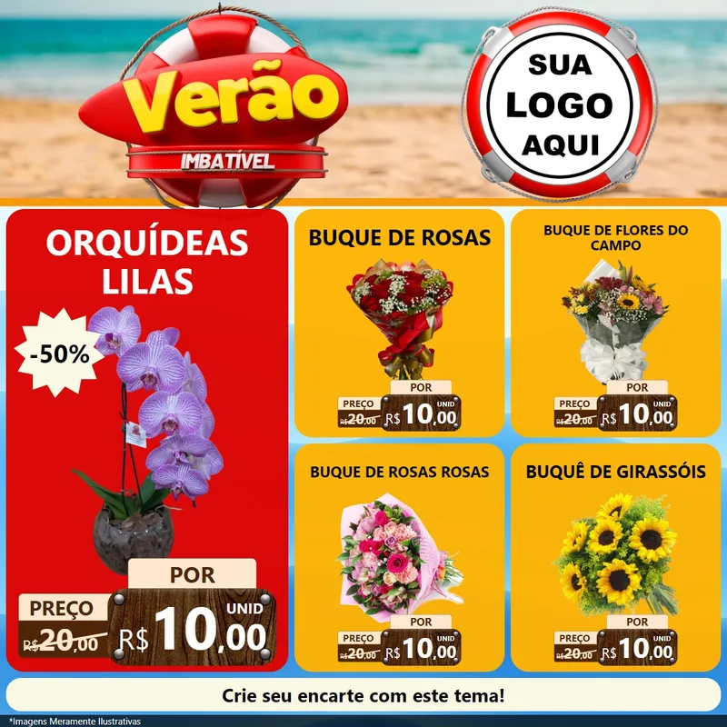 Modelo de Rede Social para Feed Facebook com o tema Verão Imbatível para Floricultura e jardim