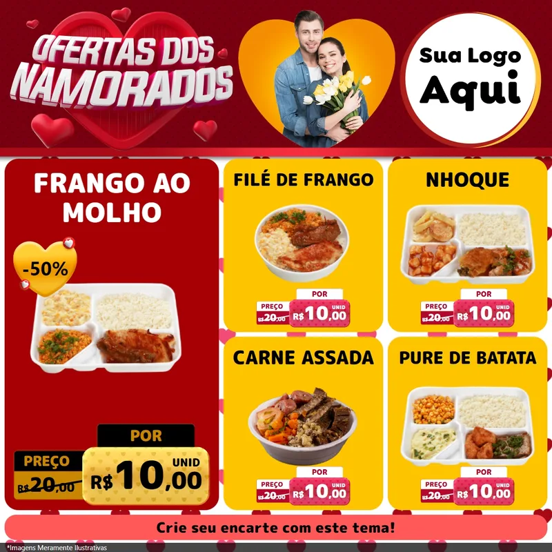 Modelo de Rede Social para Feed Facebook com o tema Ofertas Dos Namorados para Restaurante