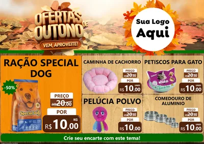 Modelo de Encarte para Encarte A4 Horizontal com o tema Ofertas de Outono - Vem, Aproveite! para Pet Shop