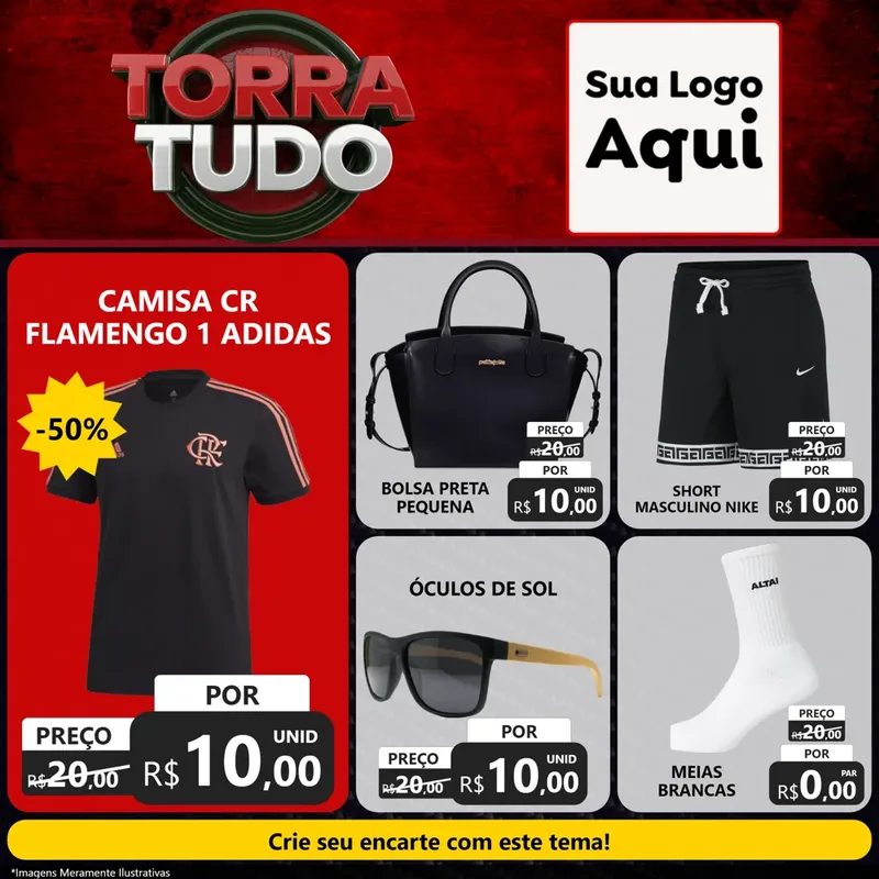 Modelo de Rede Social para Feed Facebook com o tema Torra Tudo para Roupas e acessórios