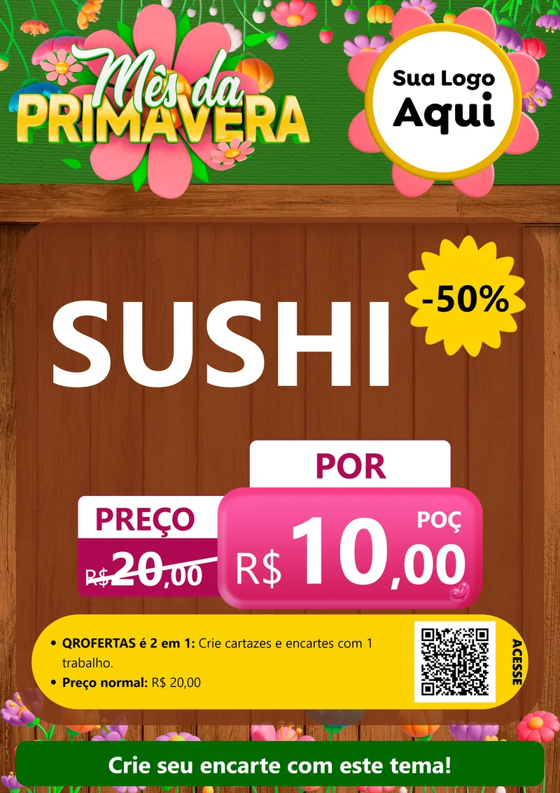 Modelo de Cartaz para Cartaz A4 Vertical com o tema Mês da Primavera para Comida japonesa