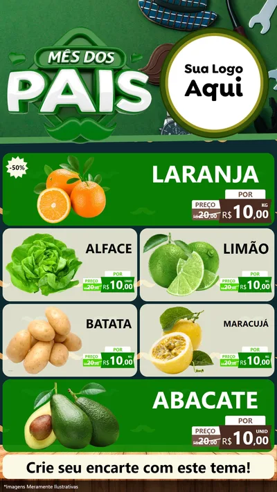 Modelo de TV para TV Vertical com o tema Mês dos Pais para Hortifrúti