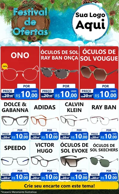 Modelo de Encarte para Encarte Grande com o tema Festival de Ofertas - Inverno para Óticas
