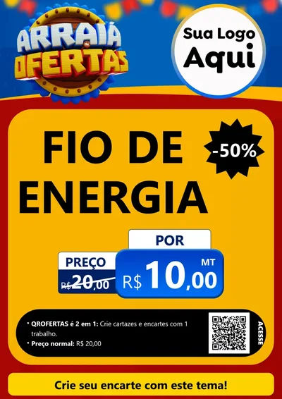 Modelo de Cartaz para Cartaz A4 Vertical com o tema Arraiá de Ofertas - Junina para Materiais Elétricos