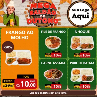 Modelo de Rede Social para Feed Facebook com o tema Mega Saldão de Outono para Restaurante