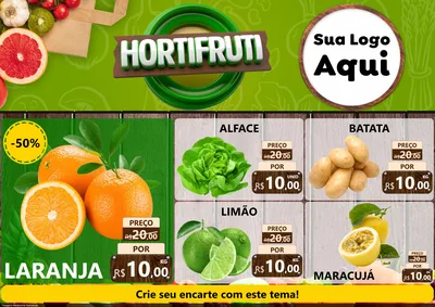 Modelo de Encarte para Encarte A4 Horizontal com o tema Hortifruti Ofertas para Hortifrúti
