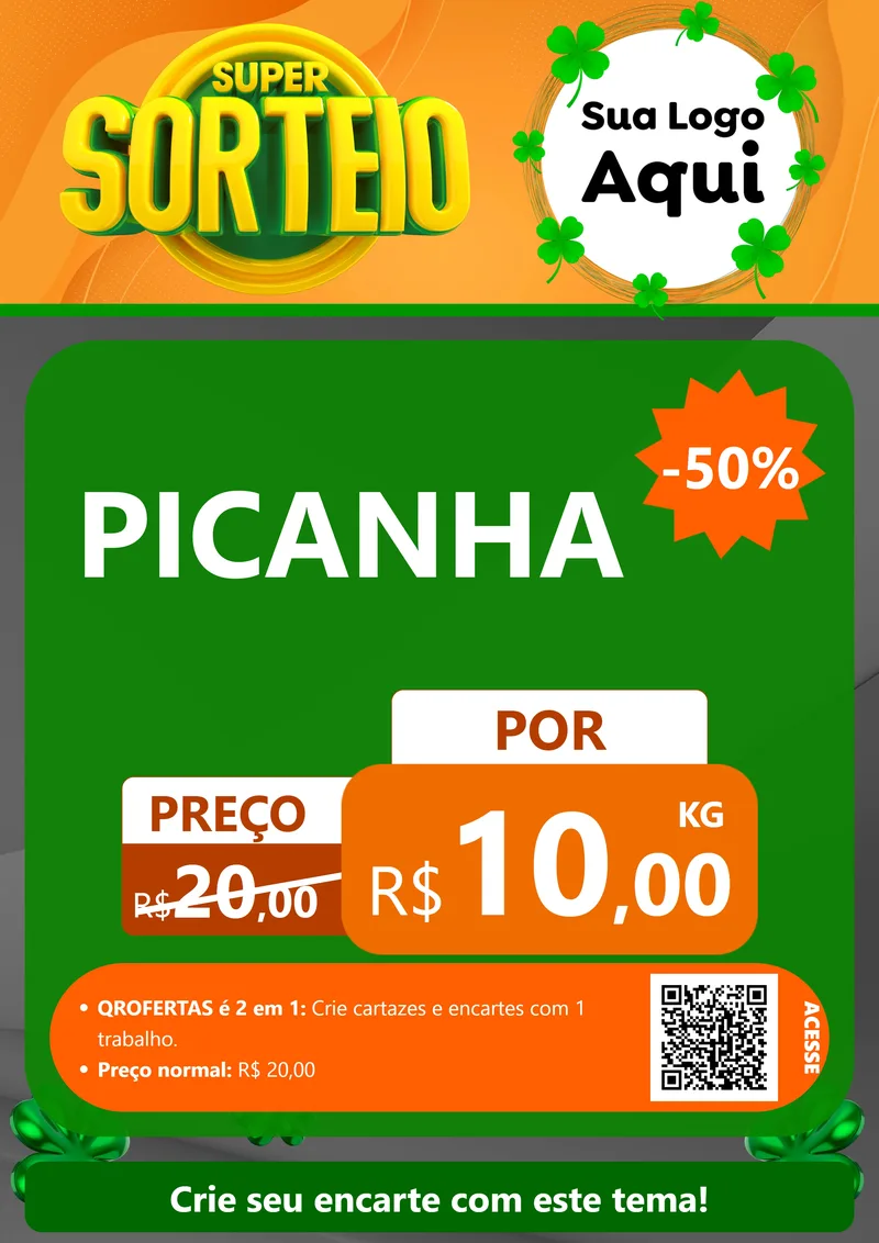 Modelo de Cartaz para Cartaz A4 Vertical com o tema Super Sorteio para Açougue