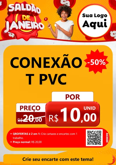 Modelo de Cartaz para Cartaz A4 Vertical com o tema Saldão de Janeiro para Tubos e conexões