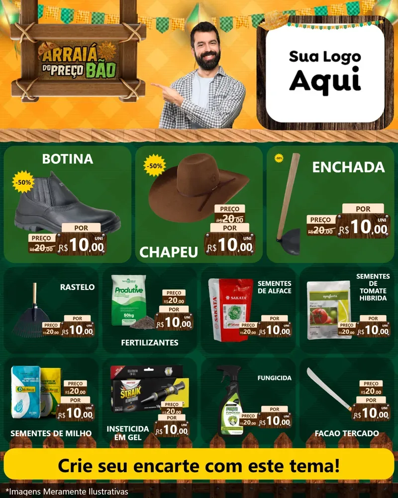 Modelo de Rede Social para Feed Instagram com o tema Arraiá do preço bão para Agropecuária