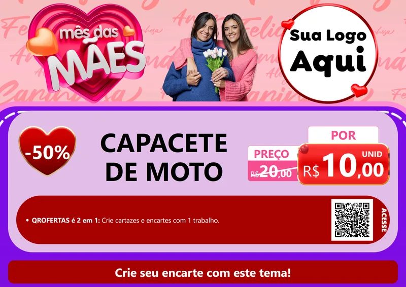 Modelo de Cartaz para Cartaz A4 Horizontal com o tema Mês Das Mães para Moto peças