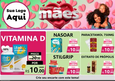 Modelo de Encarte para Encarte A4 Horizontal com o tema Dia das Mães para Farmácia