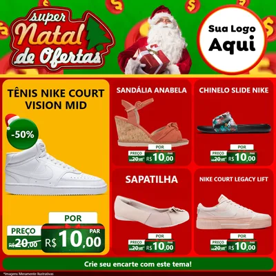 Modelo de Rede Social para Feed Facebook com o tema Super Natal de Ofertas para Calçados