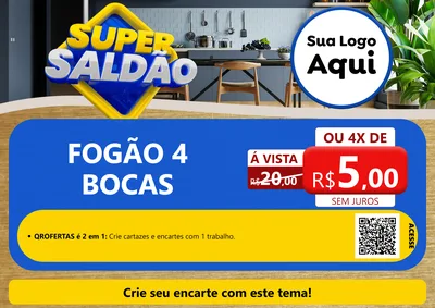 Modelo de Cartaz para Cartaz A4 Horizontal com o tema Super Saldão para Móveis e Eletro