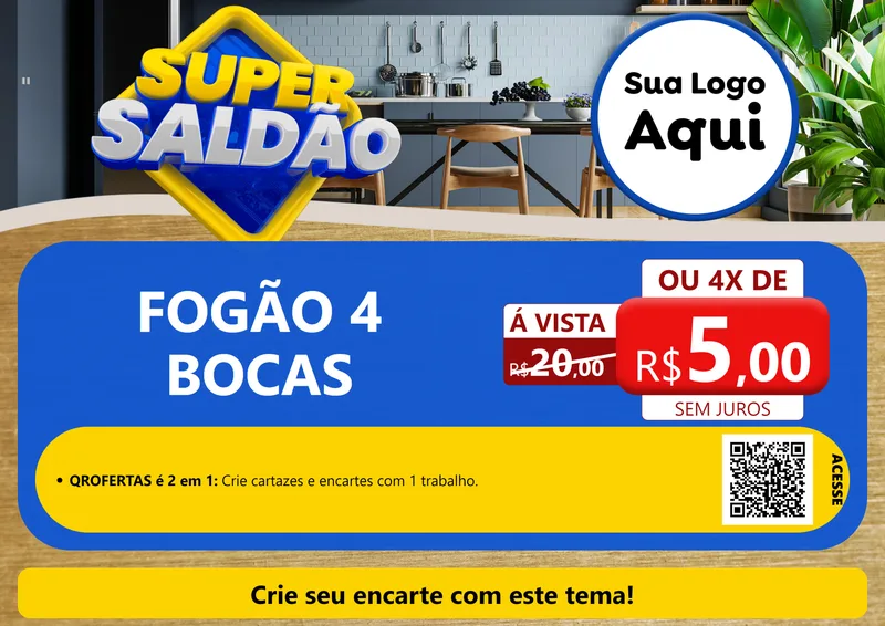 Modelo de Cartaz para Cartaz A4 Horizontal com o tema Super Saldão para Móveis e Eletro