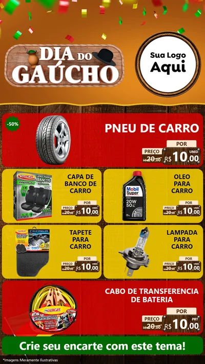 Modelo de TV para TV Vertical com o tema Dia do Gaúcho para Auto peças