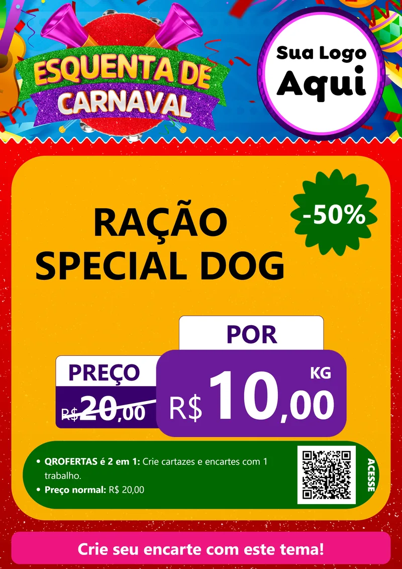 Modelo de Cartaz para Cartaz A4 Vertical com o tema Esquenta de Carnaval para Pet Shop