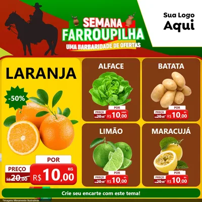 Modelo de Rede Social para Feed Facebook com o tema Semana Farroupilha - Uma Barbaridade de Ofertas para Hortifrúti