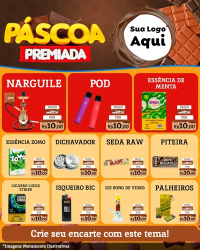 Modelo de Rede Social para Feed Instagram com o tema Páscoa Premiada para Tabacaria