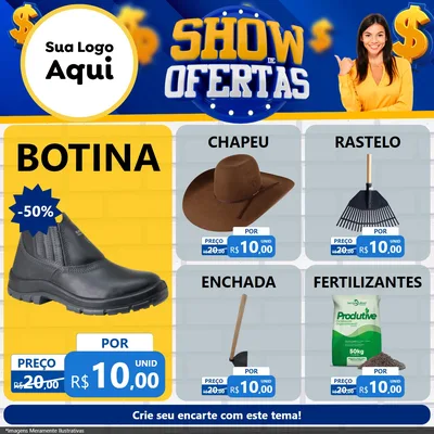 Modelo de Rede Social para Feed Facebook com o tema Show de Ofertas para Agropecuária
