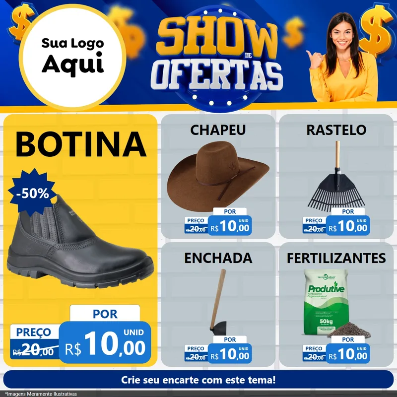 Modelo de Rede Social para Feed Facebook com o tema Show de Ofertas para Agropecuária